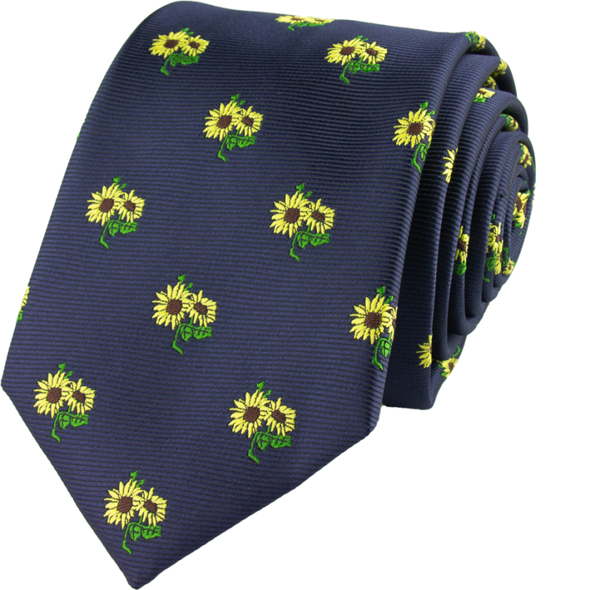 Dark Blue Men's Necktie SUNFLOWER
