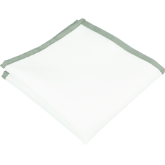 Bílý pánský kapesníček do saka se šalvějově zeleným (sage green) lemem