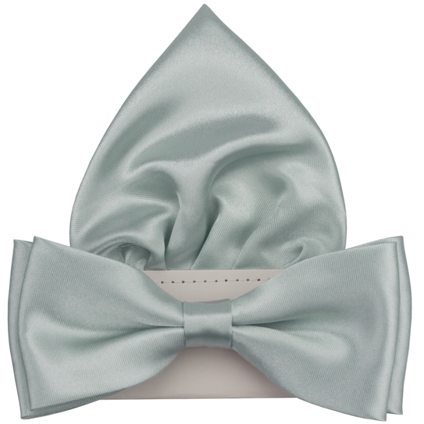 Stříbrný pánský motýlek lesklý s kapesníčkem