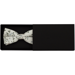 Smetanový pánský bavlněný motýlek s modro hnědými květy