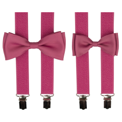 Růžový set kšandy s motýlkem pro tátu a syna