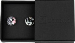 Černé manžetové knoflíčky s šedo růžovými květy