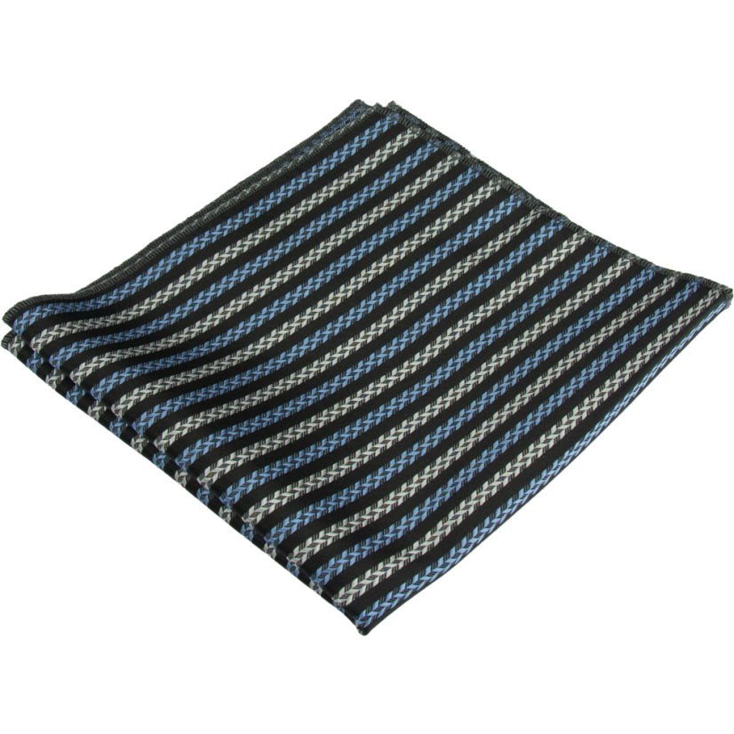Černo modrý pánský kapesníček s jemným pruhovaným vzorem