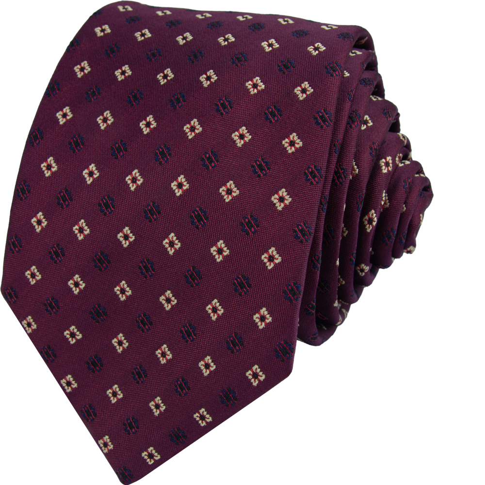 Vínová pánská kravata s drobným vzorem