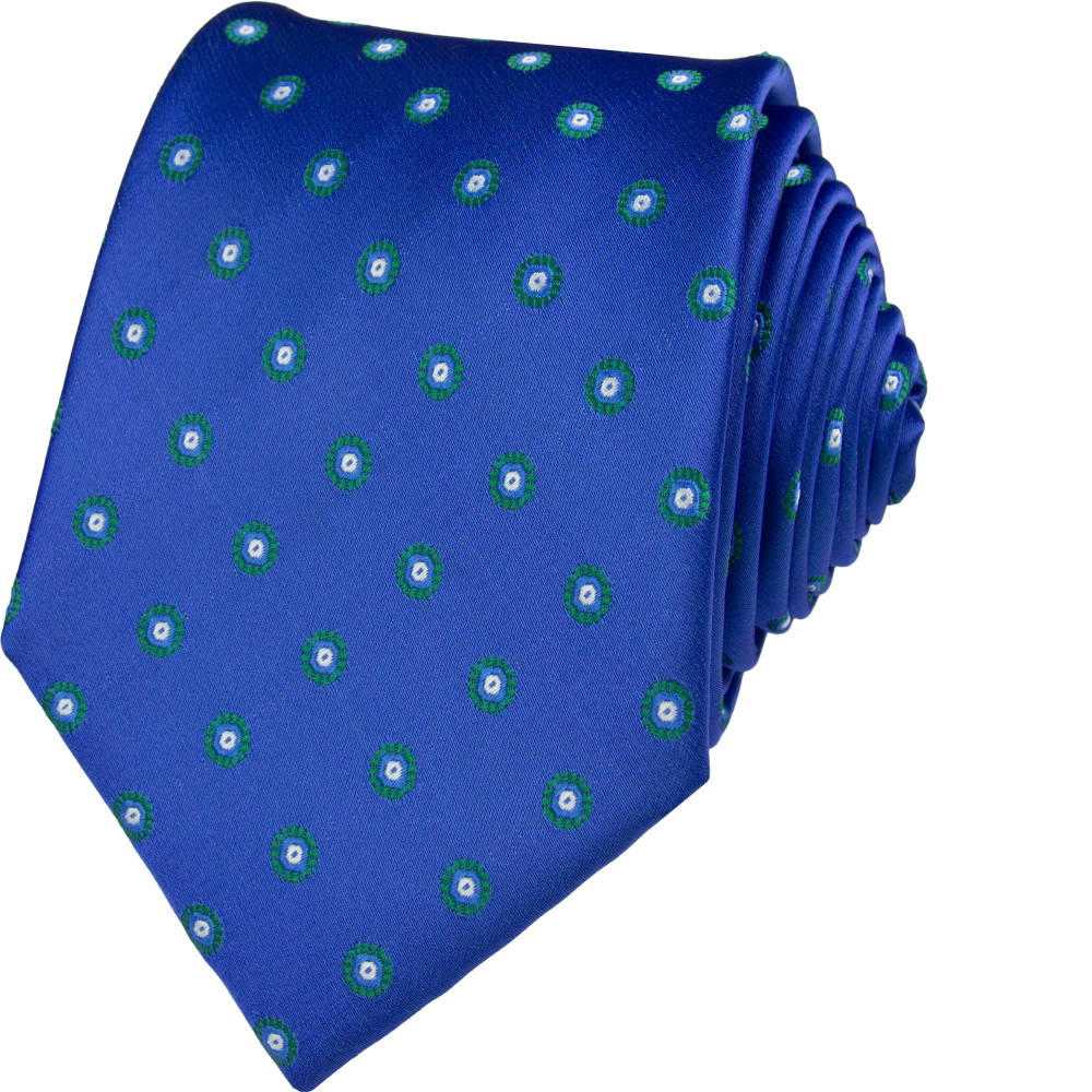 Královsky modrá pánská kravata s kruhovým vzorem