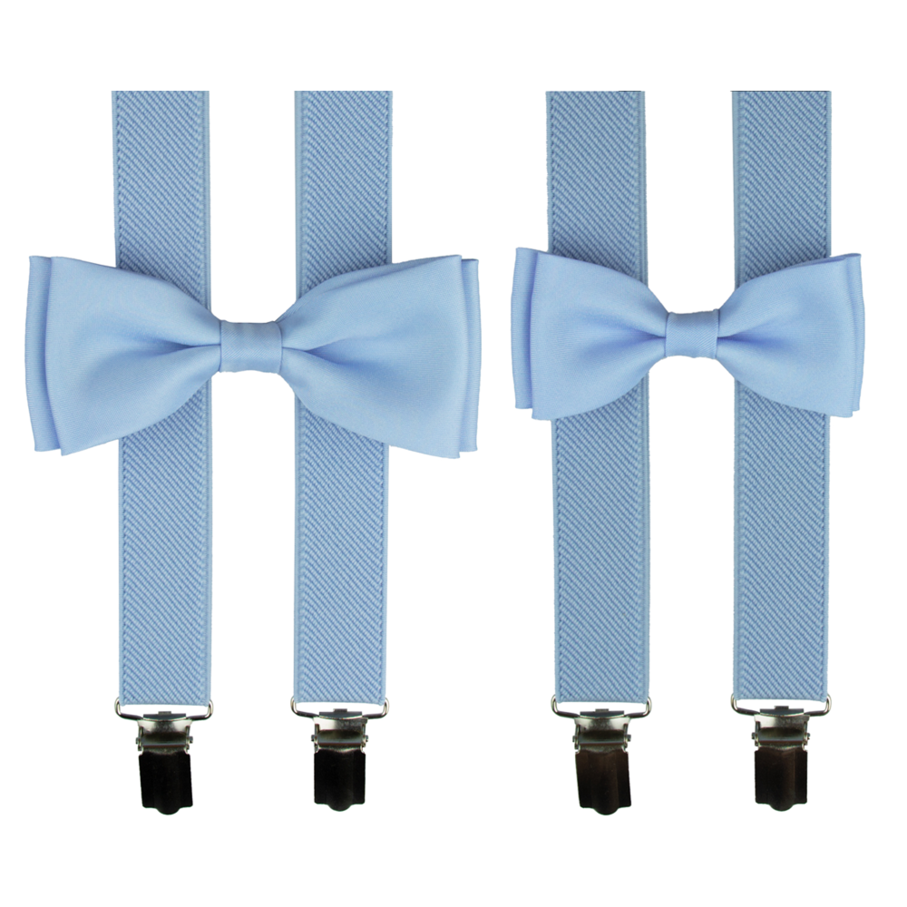 Světle modrý set kšandy s motýlkem pro tátu a syna